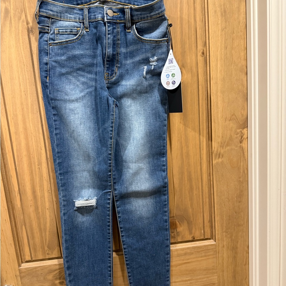 Stylish Blue Distressed Skinny Jeans